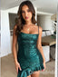 Charming Mermaid Green Spaghetti Straps Homecoming Dresses Tight , QB0542