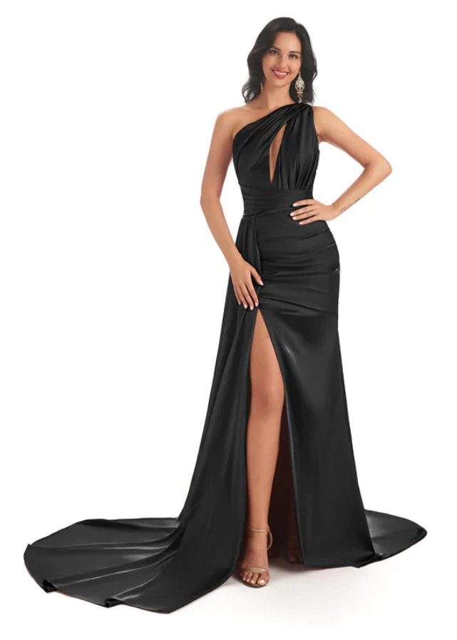 Stylish Mismatched Black Long Bridesmaid Dresses,BDS0228