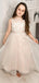 Elegant White Tulle Lace Appliques A-Line Cheap Simple Long Flower Girl Dresses, FGS0043