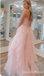 Elegant Cute Light Pink Strapless A-line Layer Tulle Fluffy Evening Gown Long Formal Dresses Prom Dresses,WGP815