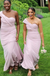 Elegant Pink One Shoulder Mermaid Long Bridesmaid Dresses , BDS0163