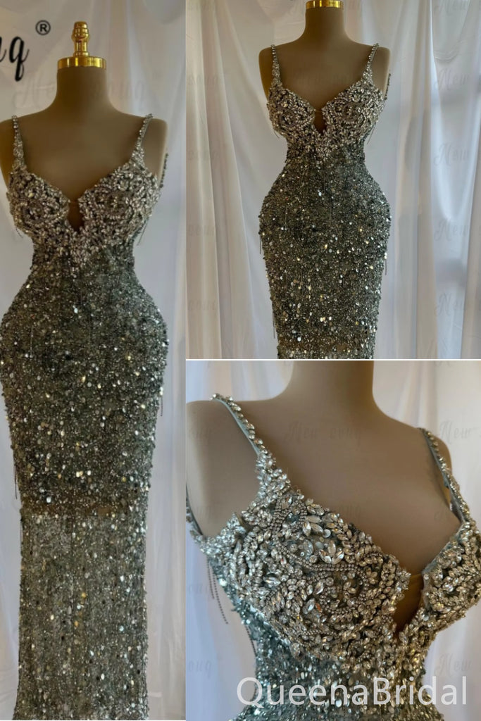 Sparkle Green Beaded Evening Gown Long Evening Party Prom Dresses to Impress ,WGP1300