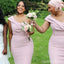 Elegant Pink One Shoulder Mermaid Long Bridesmaid Dresses , BDS0163