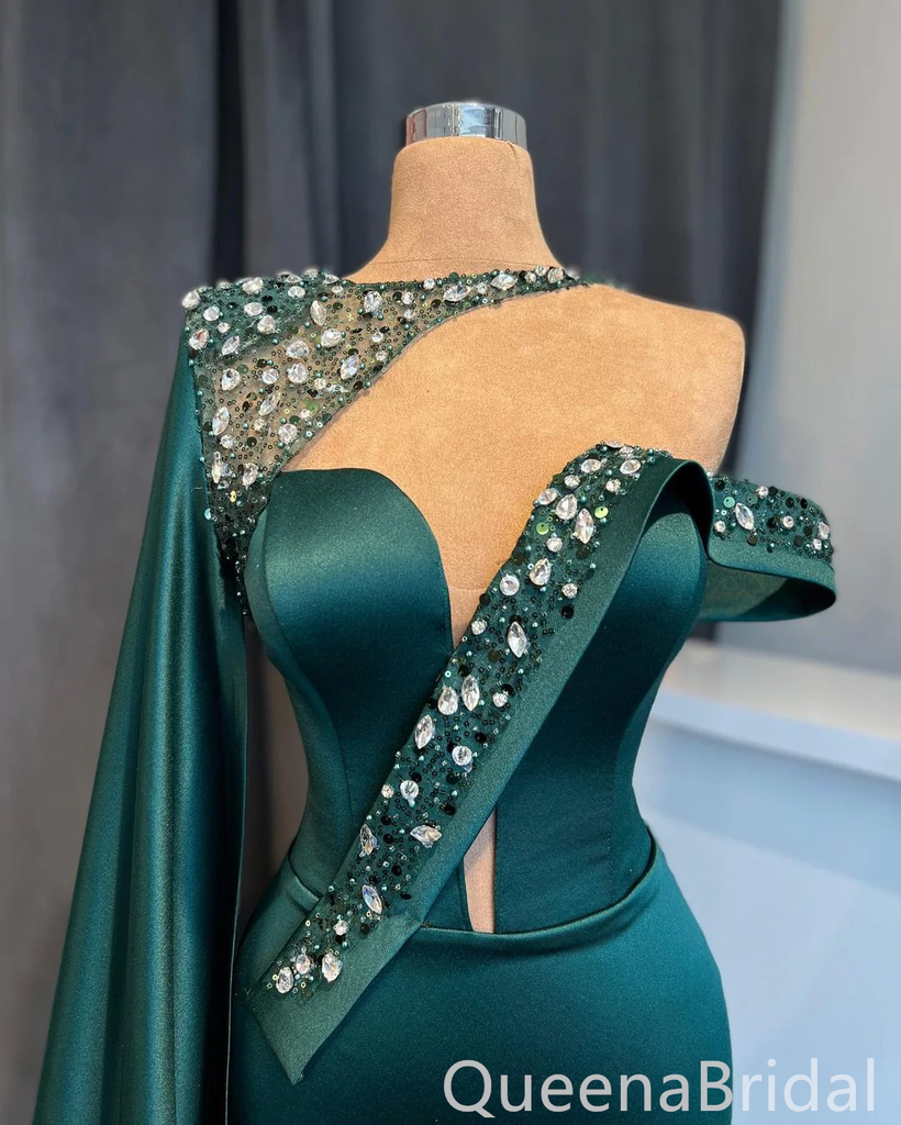 Stylish Dark Green Mermaid Beaded Sweetheart Prom Dresses to Impress ,WGP1302