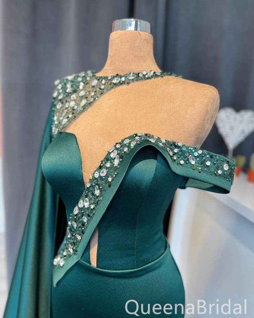 Stylish Dark Green Mermaid Beaded Sweetheart Prom Dresses to Impress ,WGP1302