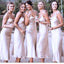 Simple Light Champagne Soft Satin Mermaid Cheap Elegant Bridesmaid Dresses , BDS0155