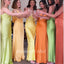 Multi-Colored Soft Satin Spaghetti Straps Mermaid Long Cheap Colorful Bridesmaid Dresses, BDS0159