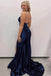 Sexy Navy Blue Mermaid V-neck Maxi Long Party Prom Dresses,Evening Dresses,WGP387