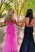 Hot Pink A-line Spaghetti Straps Maxi Long Party Prom Dresses, Wedding Party Dresses,WGP293