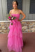 Hot Pink A-line Spaghetti Straps Maxi Long Party Prom Dresses, Wedding Party Dresses,WGP293