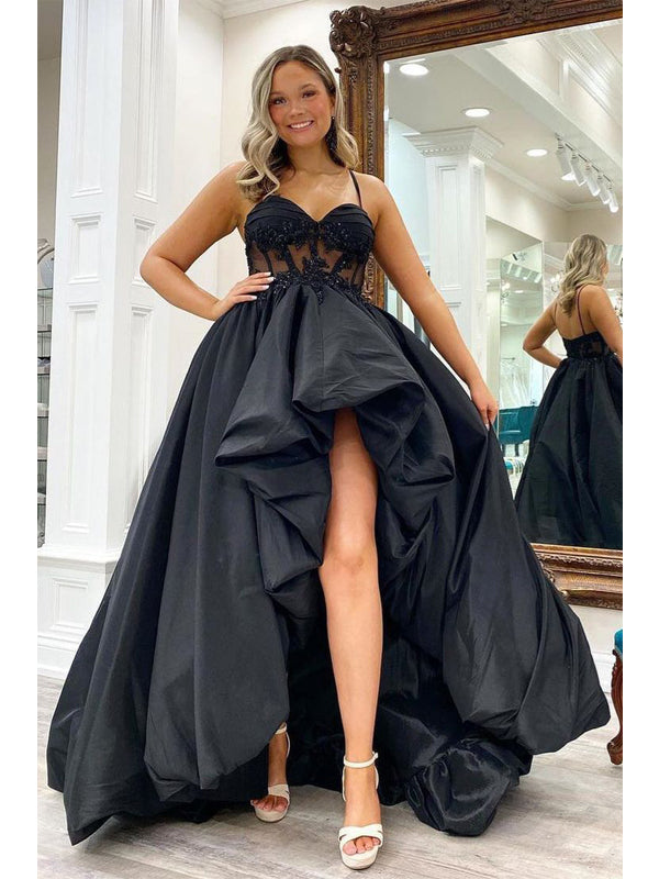 Sexy Black A-line High Low Maxi Long Party Prom Dresses,Evening Dresses,WGP334