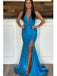 Sexy Blue Mermaid V-neck Backless Maxi Long Party Prom Dresses Online,WGP322