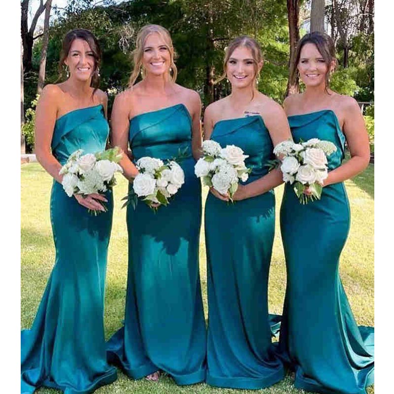 Sexy Mermaid Strapless Cheap Maxi Long Bridesmaid Dresses Online,BDS0149