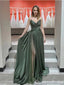 Sexy Green A-line Side Slit Strapless Party Prom Dresses,Evening Dresses,WGP366