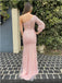 Sexy Pink Mermaid One Shoulder Side Slit Maxi Long Party Prom Dresses Online,WGP316