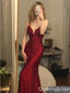 Sexy Mermaid Red Spaghetti Straps V-neck Party Prom Dresses,Evening Dresses,WGP346