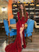 Sexy Red Mermaid Long Sleeves Side Slit Party Prom Dresses,Evening Dresses,WGP347