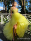 Gorgeous Yellow High Low Cheap Maxi Long Party Prom Dresses Online,WGP287