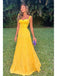 Simple Yellow A-line Straps Party Prom Dresses,Evening Dresses Online,WGP351