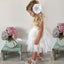 Ball Gown Jewel V-Back Tiered Tulle Cheap Flower Girl Dresses with Lace, QB0080