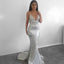 Mermaid Deep V-Neck Backless Sweep Train Silver Sequined Prom Dresses, TYP0240