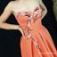 A-Line Sweetheart Long Orange Satin Prom Dresses with Appliques Split, QB0511