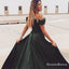 A Line Off The Shoulder Green Long Cheap Prom Dresses With Appliques Split, QB0686