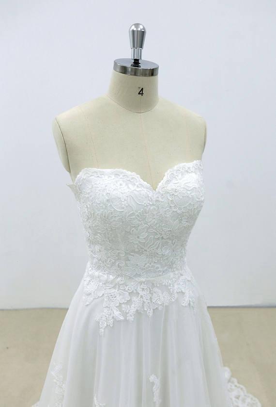 Affordable Sweetheart Lace A-line Unique Wedding Dresses Online, WD392