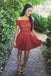 Off Shoulder Red Lace Simple Cheap Short Homecoming Dresses 2018, CM549