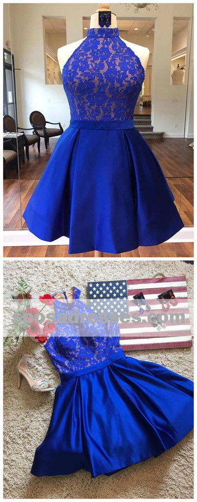 Royal Blue Halter Cheap Short Homecoming Dresses Online, CM530