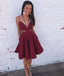 Dark Red Unique Simple Cheap Short Homecoming Dresses Online, CM528