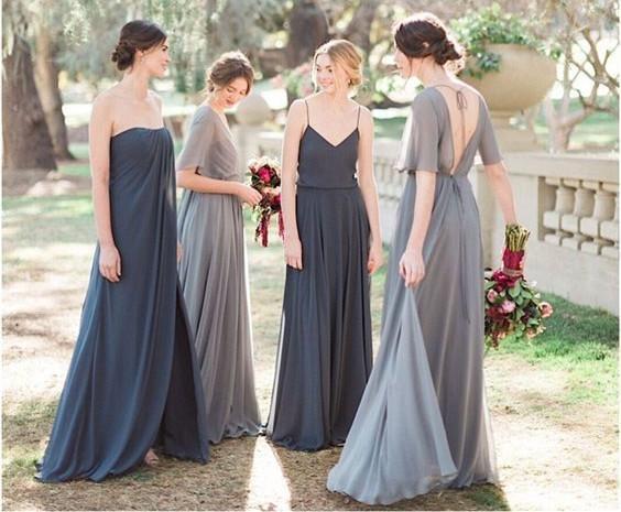 Mismached Chiffon Cheap Long Bridesmaid Dresses Online, WG291