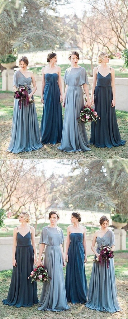 Mismached Chiffon Cheap Long Bridesmaid Dresses Online, WG291