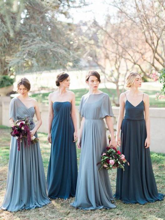 Mismached Chiffon Cheap Long Bridesmaid Dresses Online, WG291