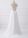 V Neck Lace Straps Simple Custom Cheap Beach Wedding Dresses, WD317