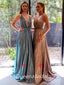 Sexy A-line Spaghetti Straps V-neck Maxi Long Evening Prom Dresses, WGP258