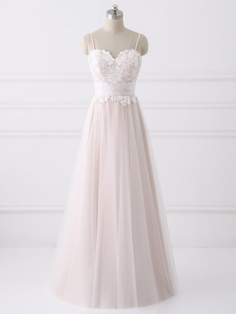 Spaghetti Straps Sweetheart A-line Cheap Wedding Dresses Online, WD341