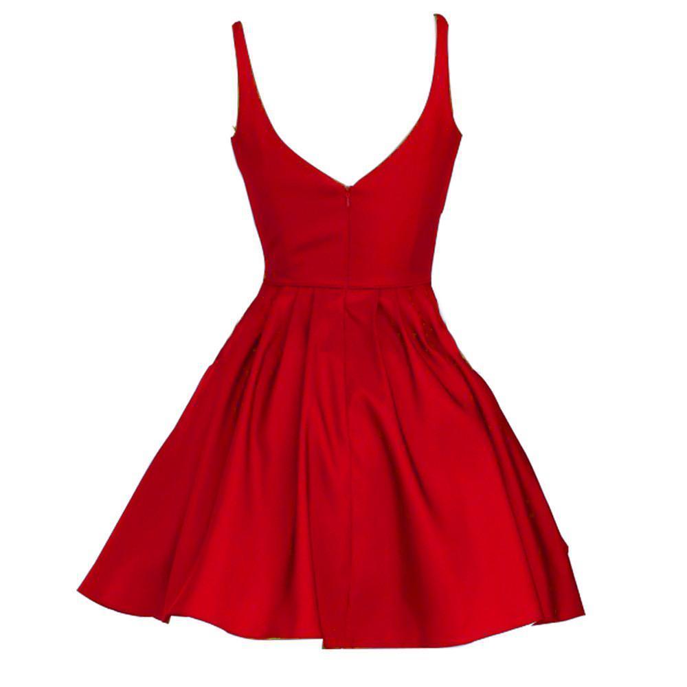 Short Cheap V Neck Simple Red Homecoming Dresses Under 100, CM462