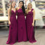 Mismatched Mermaid Long Cheap Grape Satin Bridesmaid Dresses Online, QB0204