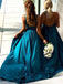 Teal V Neck Side-Slit Cheap Long Bridesmaid Dresses Online, WG298