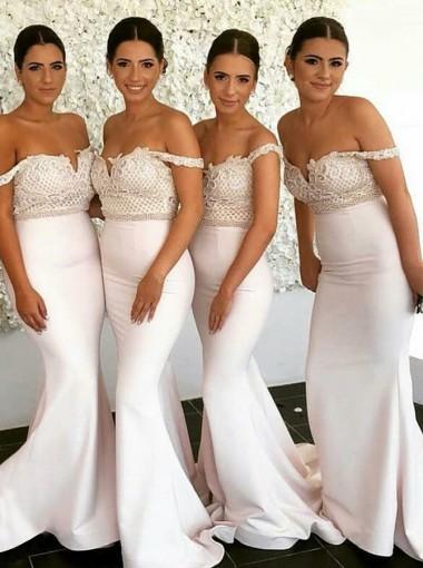 Sexy Off Shoulder Mermaid Long Bridesmaid Dresses Online, WG303