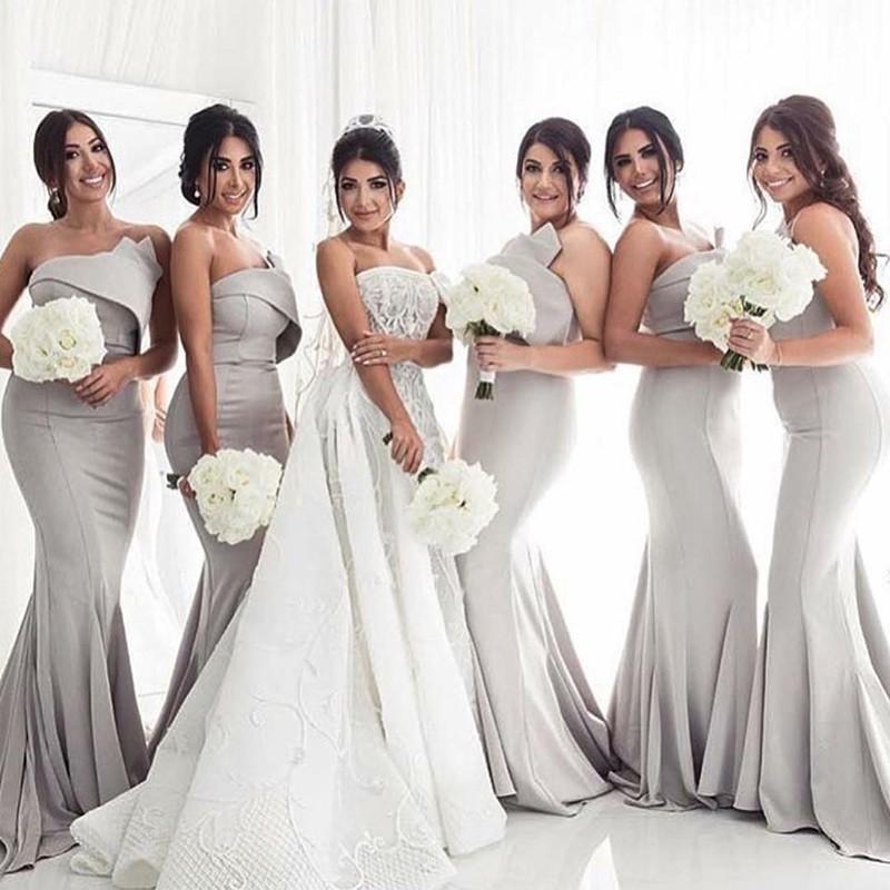 Simple Sexy Grey Mermaid Long Bridesmaid Dresses Online, WG309