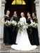 Black Round Neck Cap Sleeve Long Cheap Bridesmaid Dresses With Beaded, QB0623