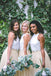 Two Piece Jewel Keyhole Back Light Champagne Tulle Bridesmaid Dresses with Lace, QB0809