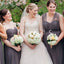 2019 A-Line Mismatched Long Dark Grey Tulle Bridesmaid Dresses, QB0485