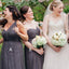 2019 A-Line Mismatched Long Dark Grey Tulle Bridesmaid Dresses, QB0485