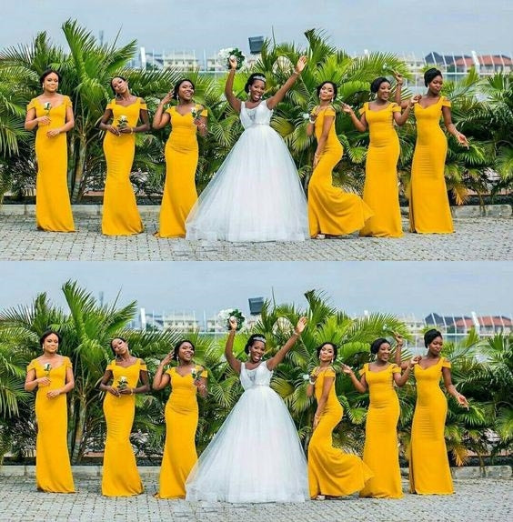 Simple Yellow Mermaid Cheap Maxi Long Bridesmaid Dresses Online, BDS0141