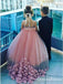 A-Line Spaghetti Straps Pink Floor Length Flower Girl Dresses with Flower, QB0821