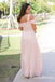 Pink Off Shoulder Sleeveless A Line Ruffles Chiffon Bridesmaid Dresses, QB0850