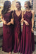 Dark Red Mimsatched Cheap Long Bridesmaid Dresses Online, WG203